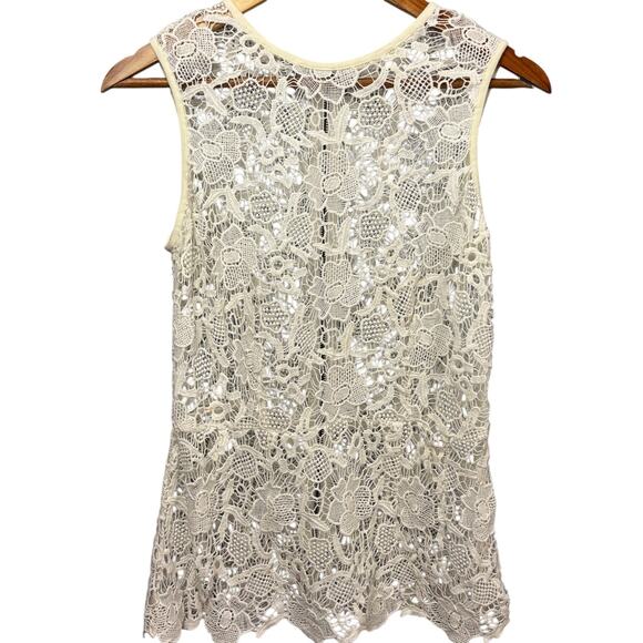 Cabi White Lace Tank Top Floral Dainty Exposed Zipper Cottage Core Boho Small - Picture 1 of 8